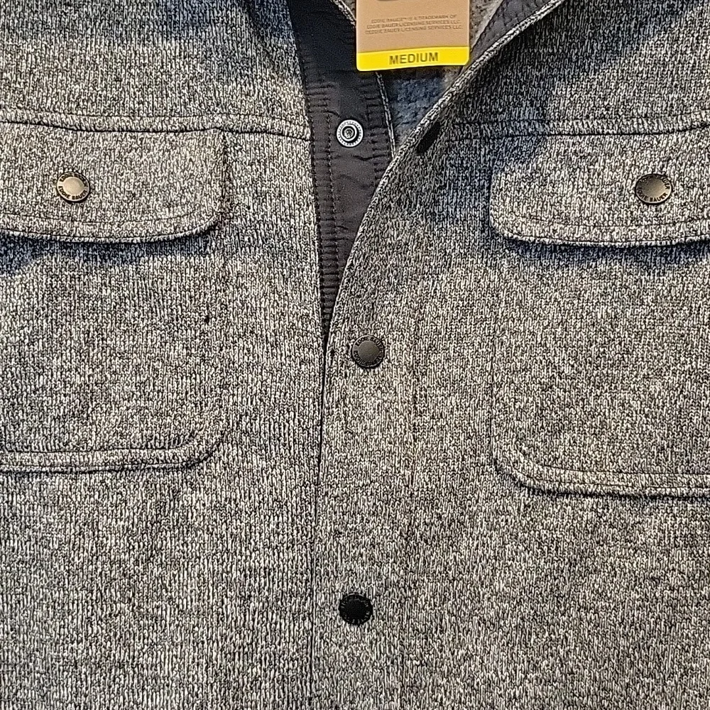 Eddie Bauer Men's Sweater Fleece Shirt Jacket Shacket Charcoal Medium NWT